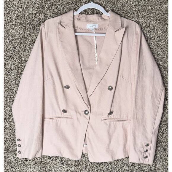 Evereve Blush Pink Lenox Blazer Sz L Double Breasted Cotton Jacket - Picture 7 of 11